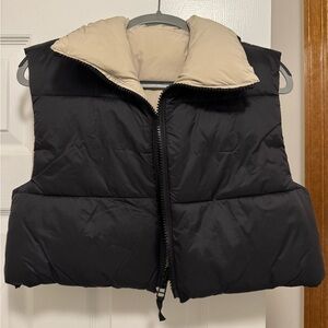 Zara Black and Cream Puffer Vest